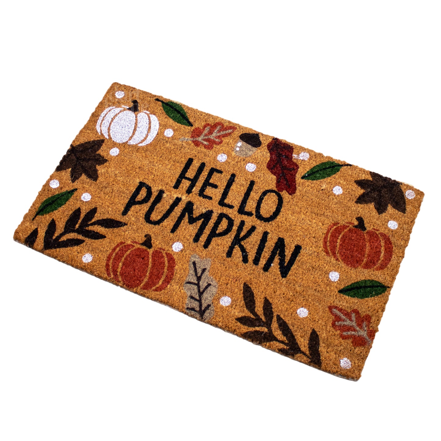 Hello Pumpkin Latex Backed Coir Doormat 45 x 75cm