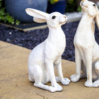 Set Of 2 White Garden Hare Ornaments