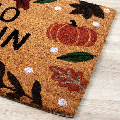 Hello Pumpkin Latex Backed Coir Doormat 45 x 75cm