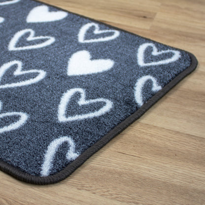 Grey Love Heart Washable Doormat