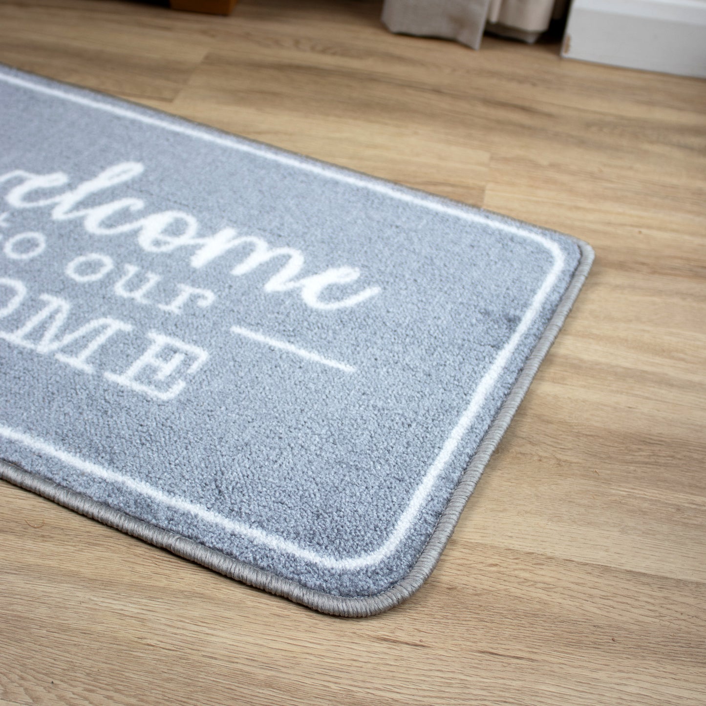 Grey Welcome To Our Home Washable Doormat