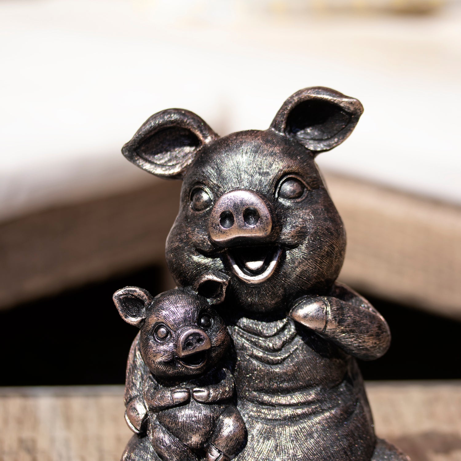Bronze Piggy Pair Garden Ornament