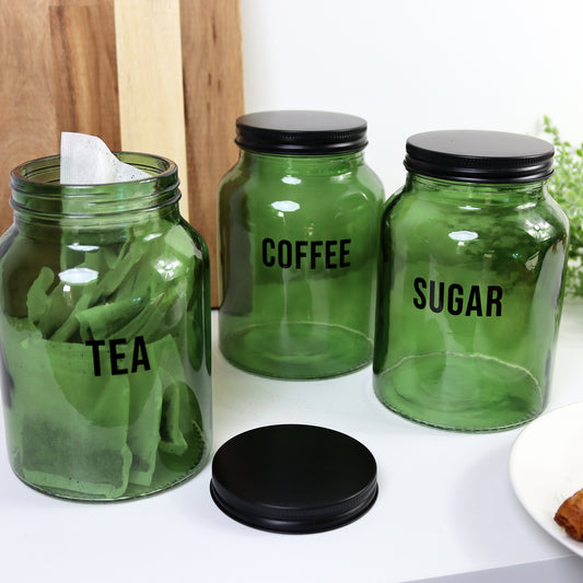 Retro Green Tea Coffee Sugar Canisters