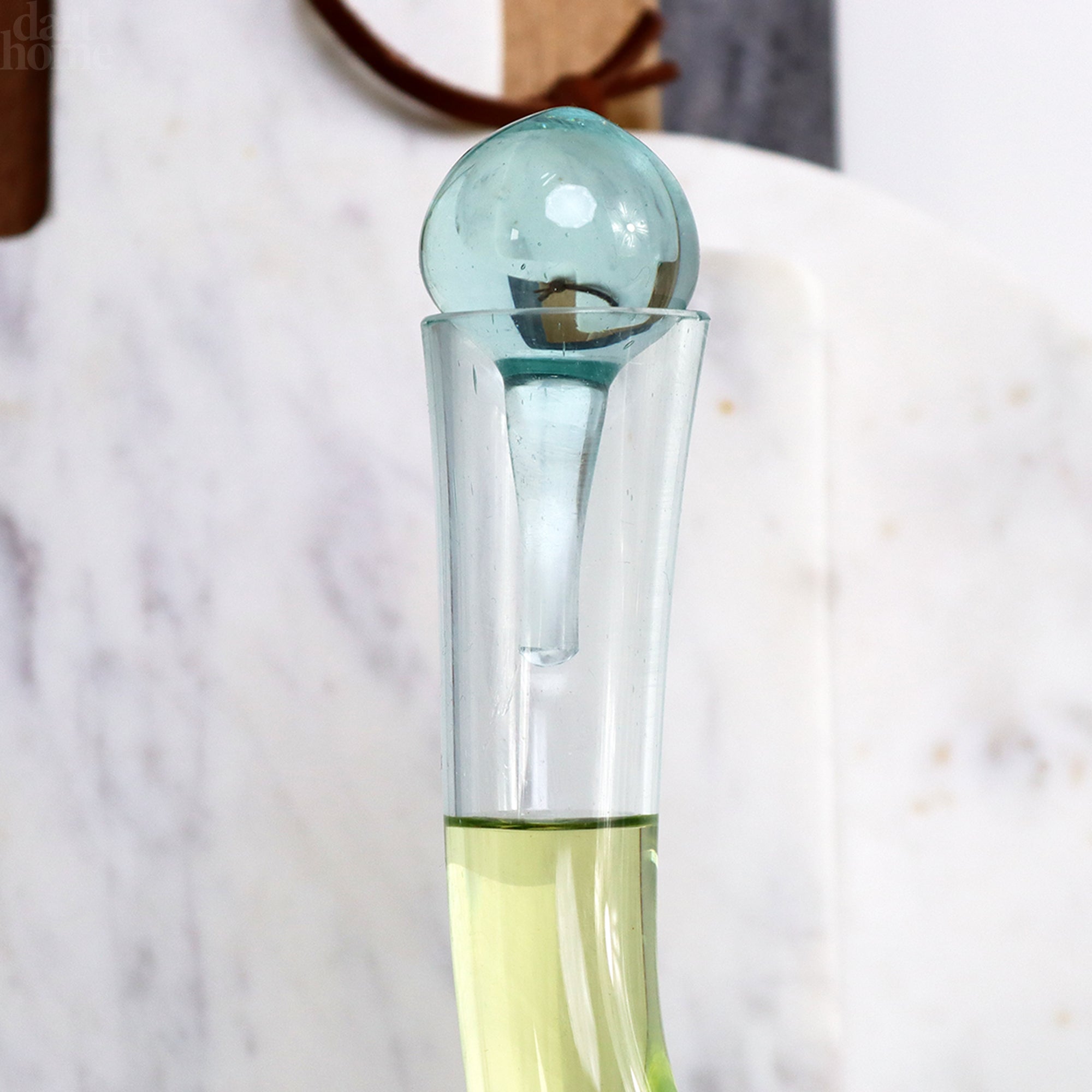Molten Glass Oil And Vinegar Set On Teak Stand