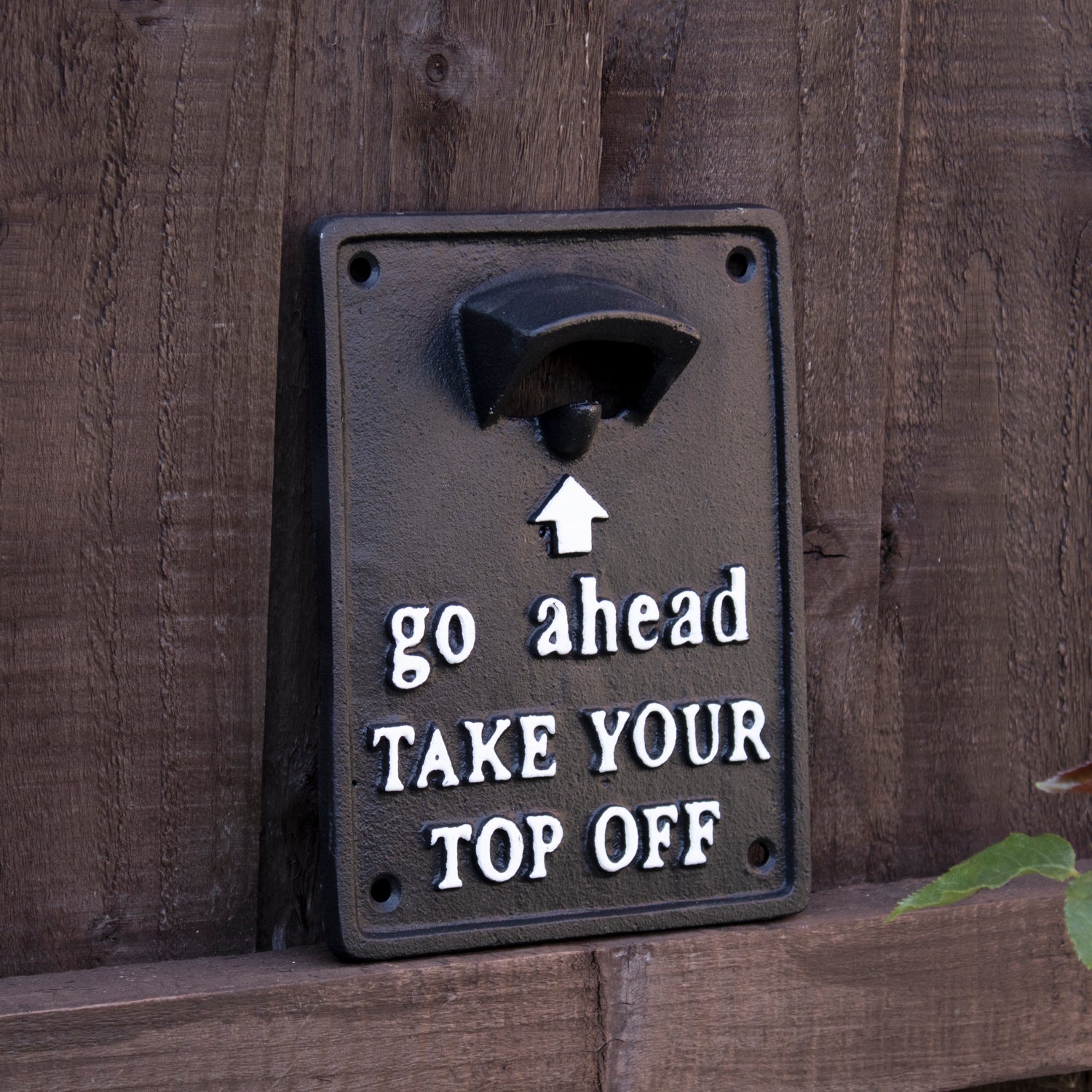 Cast Iron Take Your Top Off Wall Bottle Opener