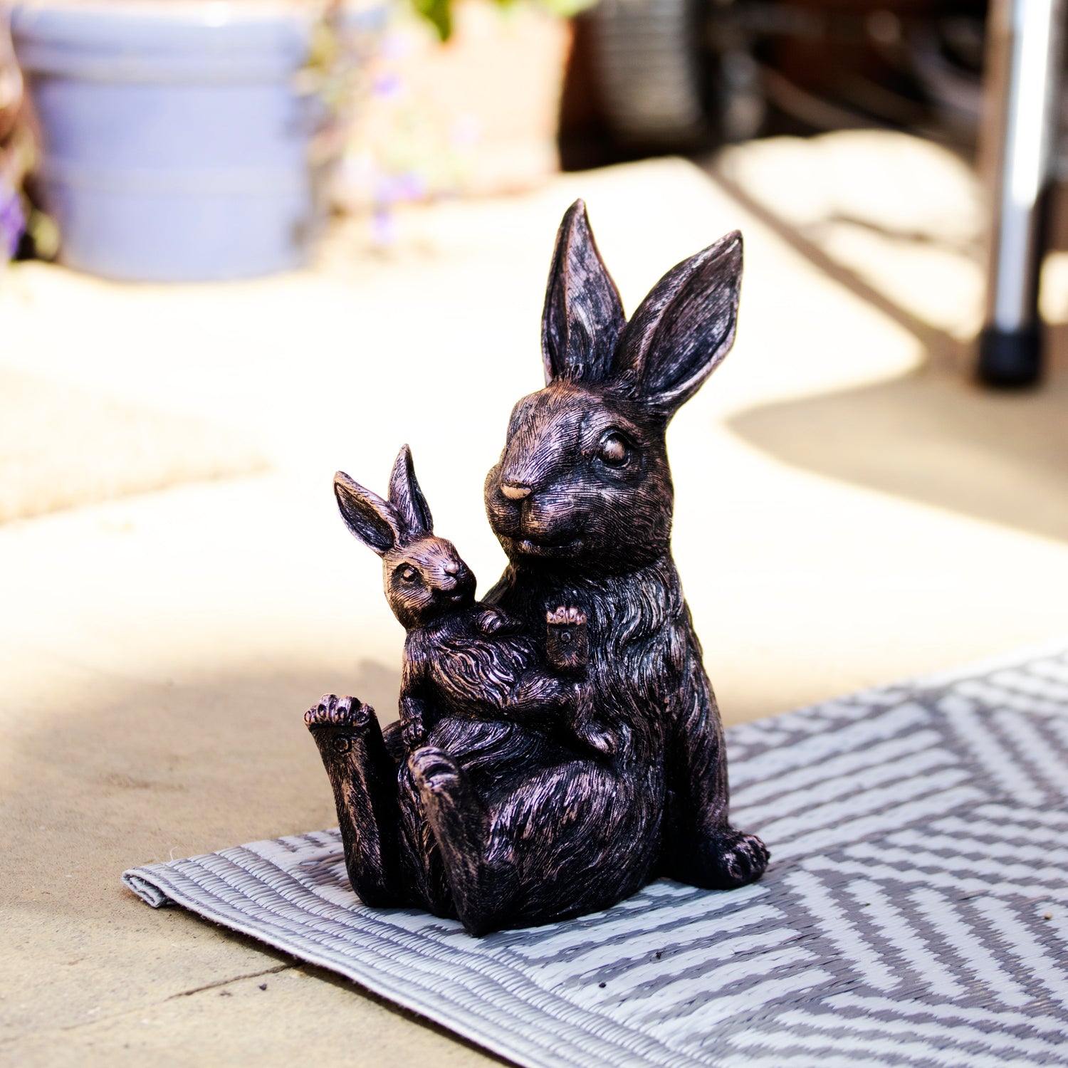 Range Rabbit Ornament Darthome Bronze Rabbit & Baby Garden Ornament 14x26x11cm
