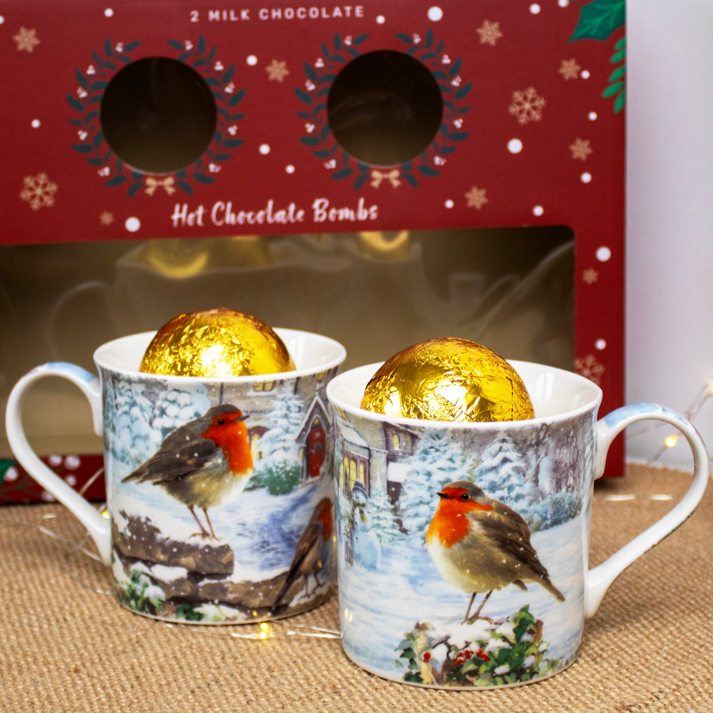 Christmas Robins Hot Chocolate Bomb & Mug Gift Set