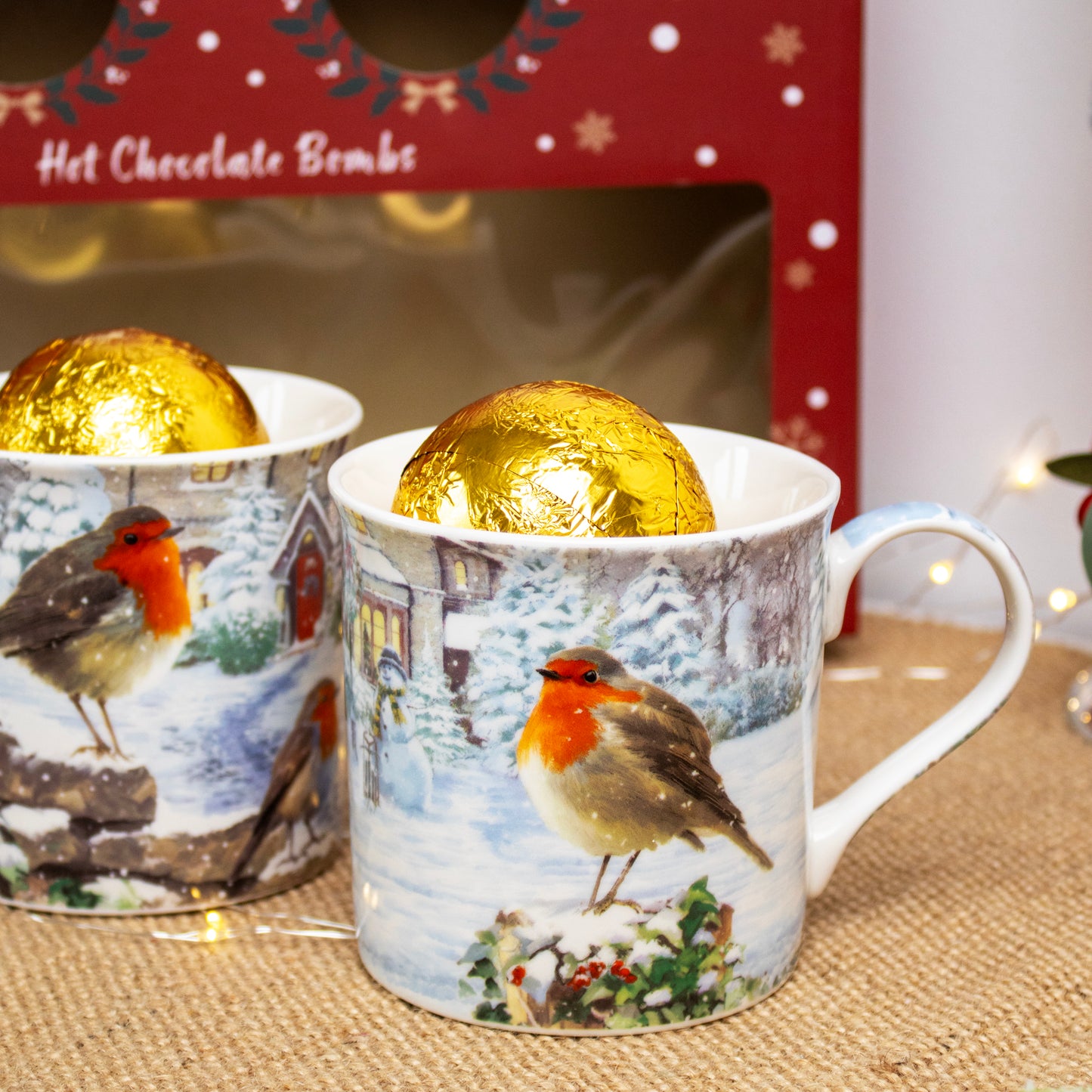 Christmas Robins Hot Chocolate Bomb & Mug Gift Set