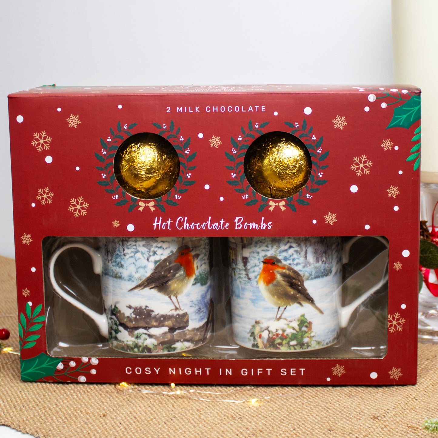 Christmas Robins Hot Chocolate Bomb & Mug Gift Set