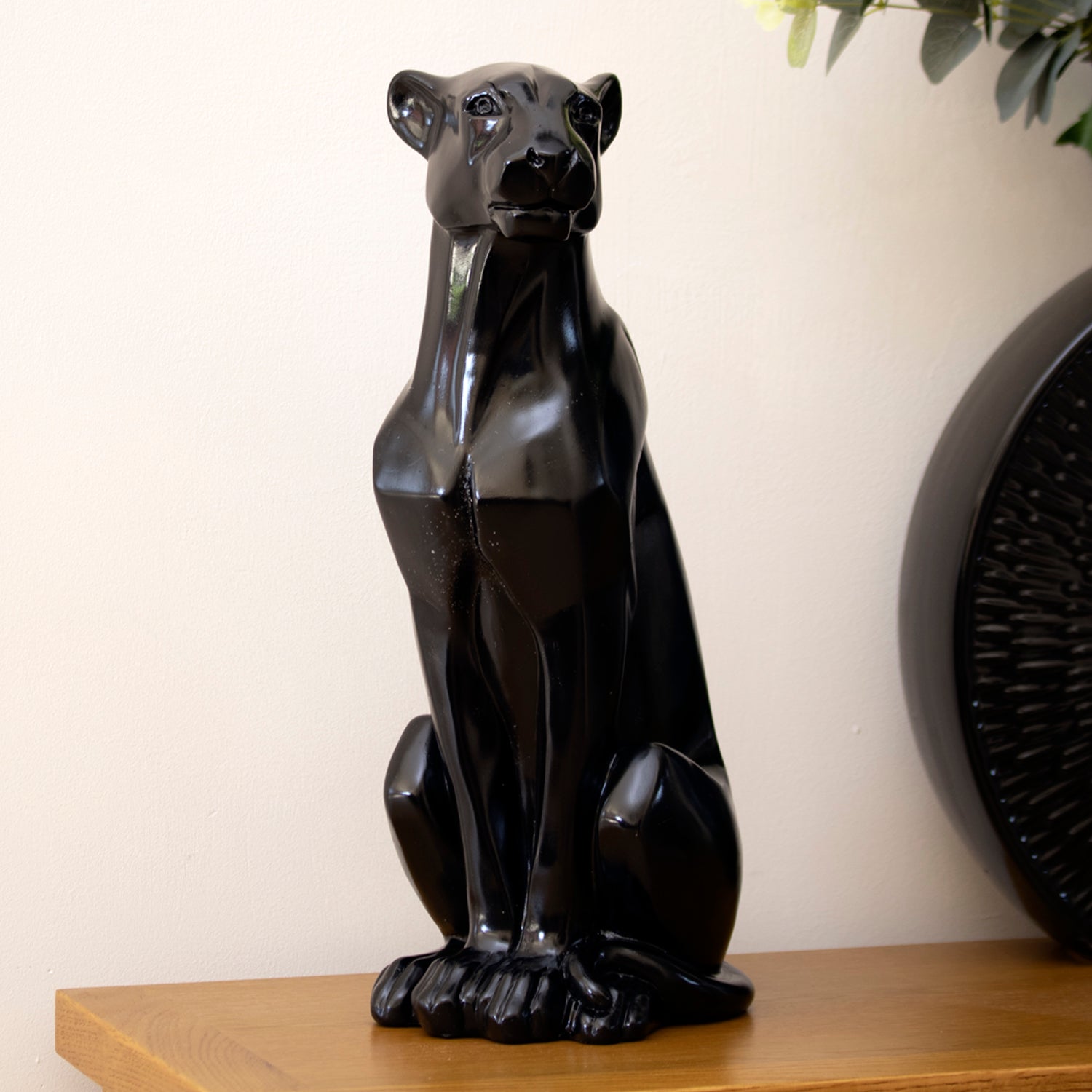 Black Sitting Leopard Ornament