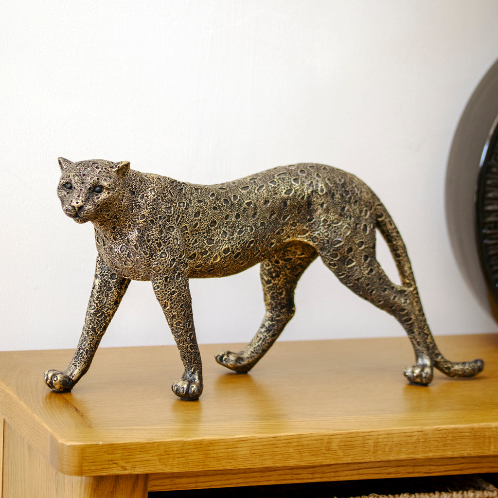 Distressed Gold Spotted Leopard Ornament