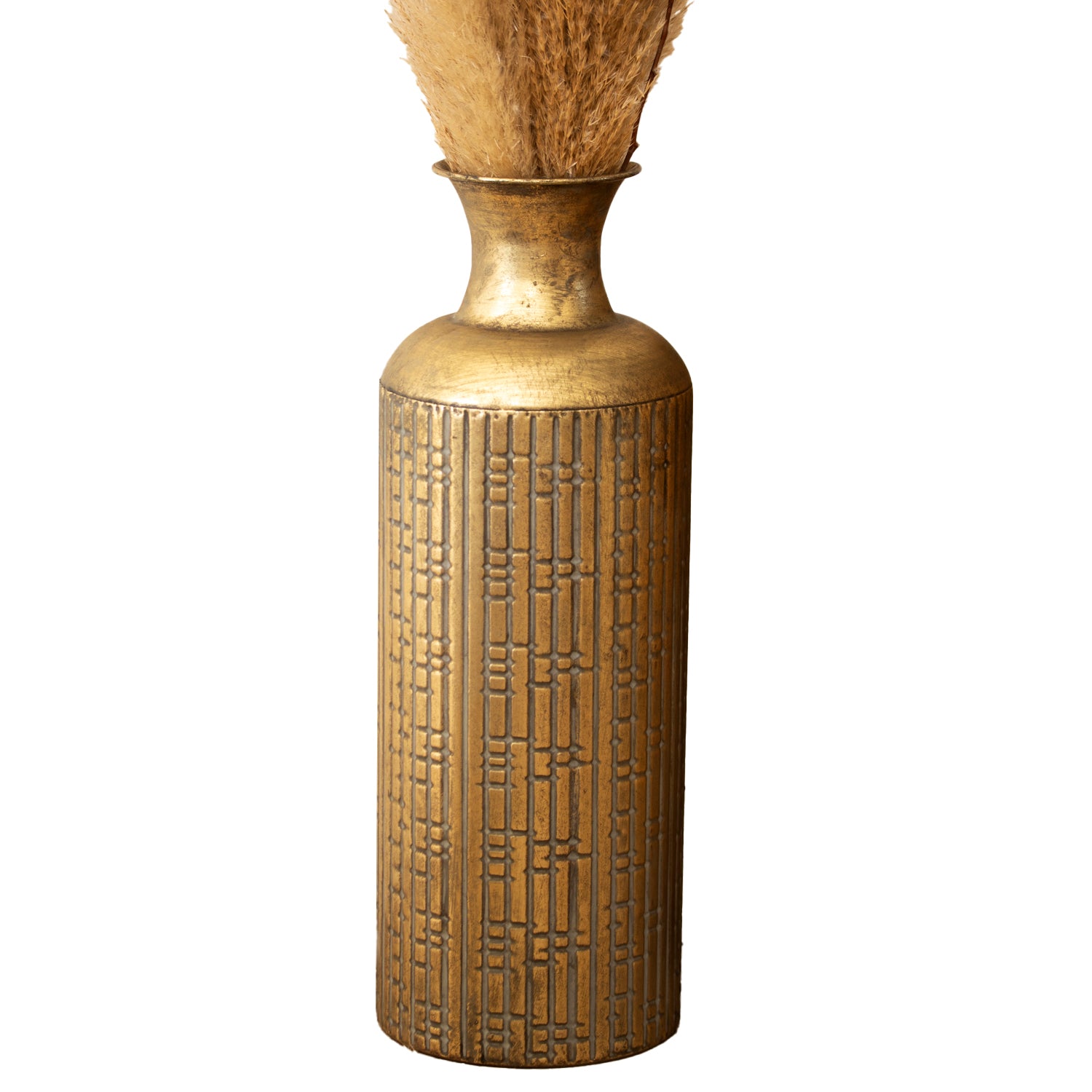 Tall Gold Textured Floor Vase