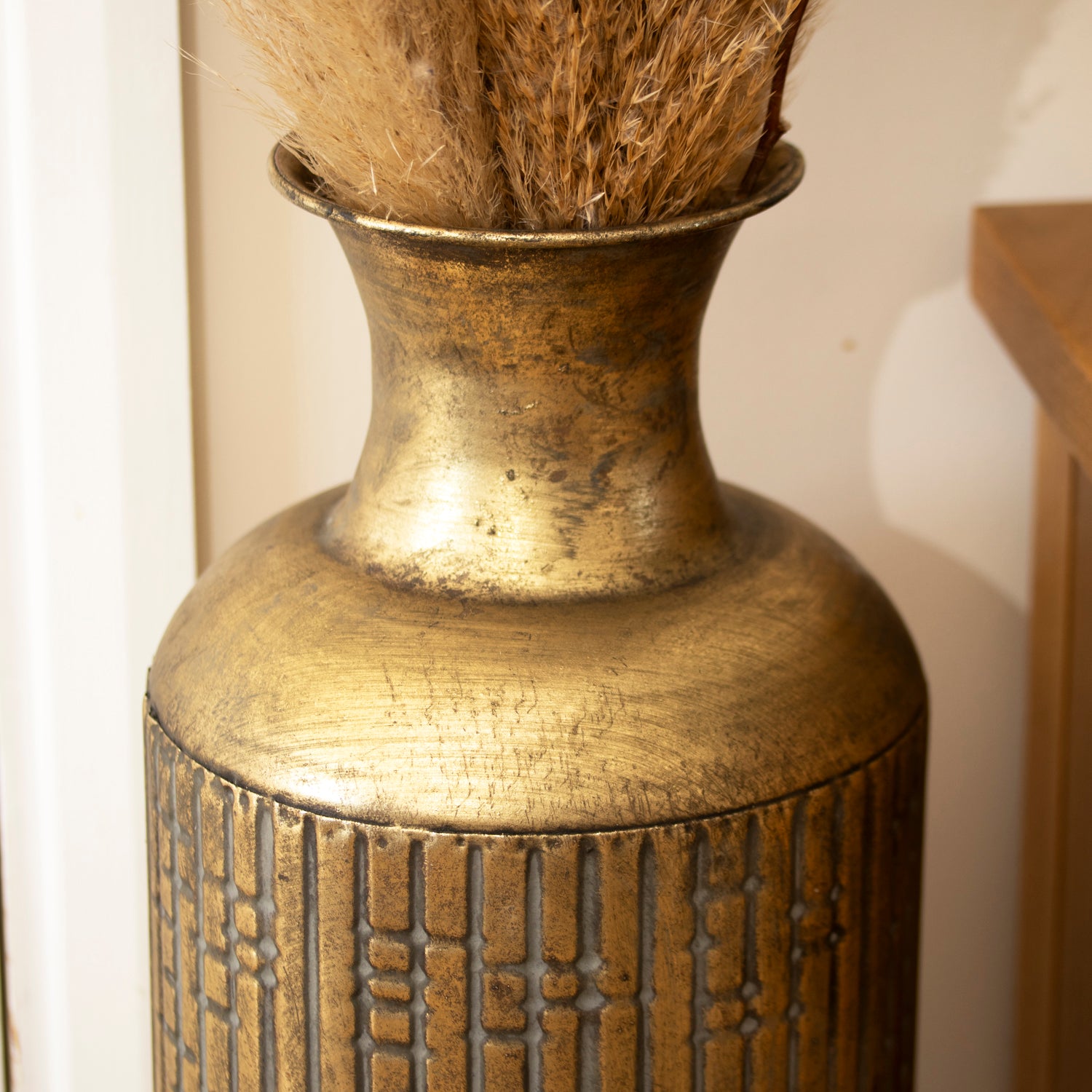 Tall Gold Textured Floor Vase
