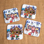 Set mit 4 Weihnachtsmann-Tischsets und Untersetzern
