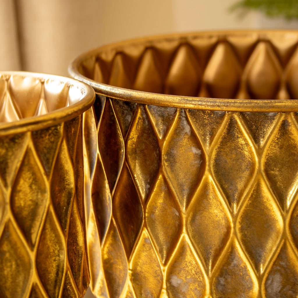 Set Of 2 Gold Metal Plant Stands