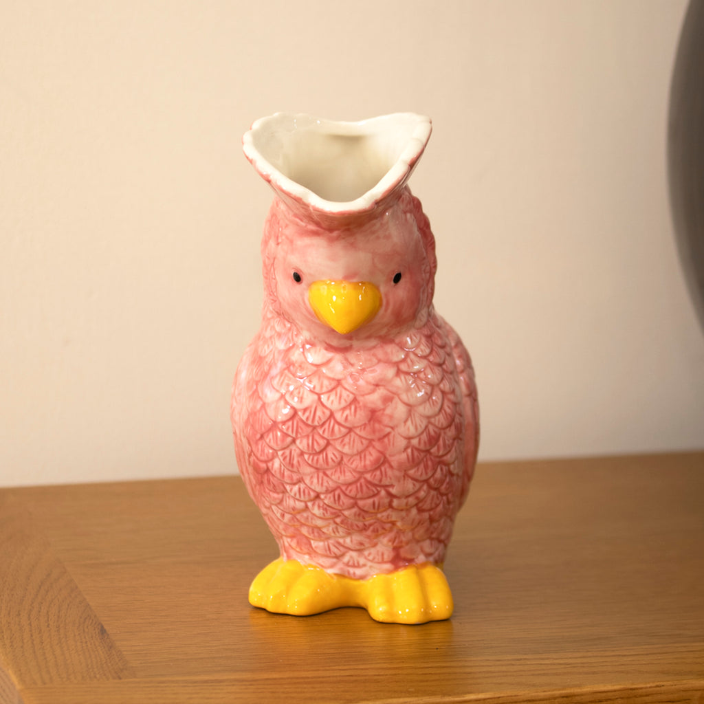 Ceramic Pink Parrot Jug