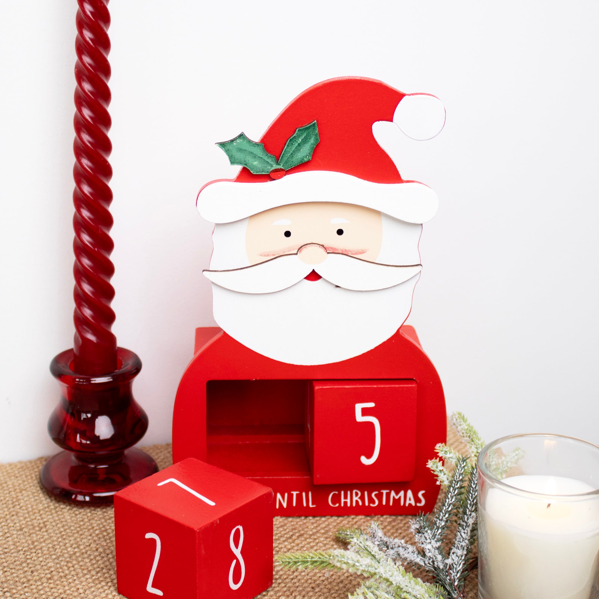 Hot Countdown to Christmas - Christmas Countdown - ,Days Until Christmas - Advent - Wood Sign - Vintage Santa - Sleeps Until Christmas