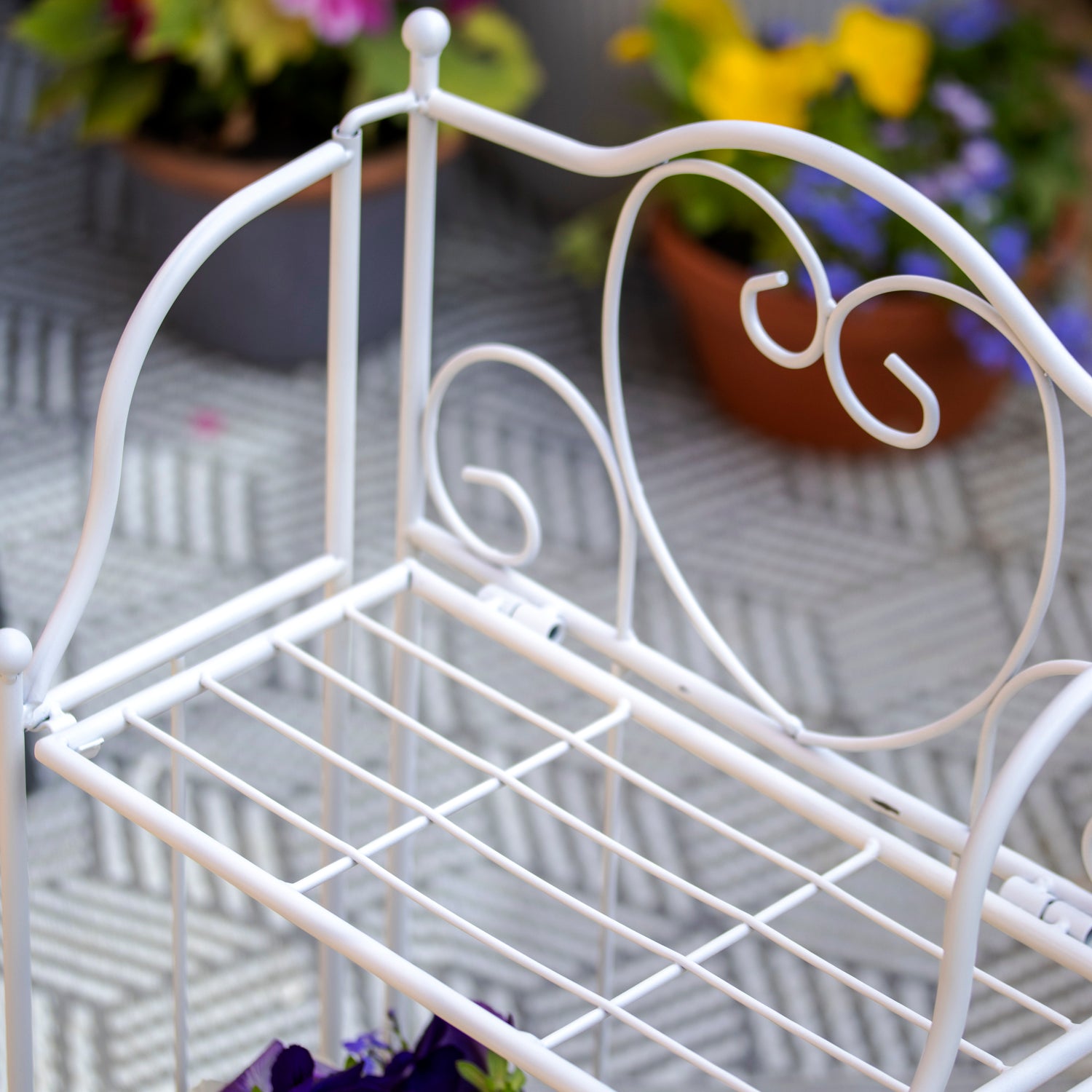 White Metal 2 Tier Plant Stand