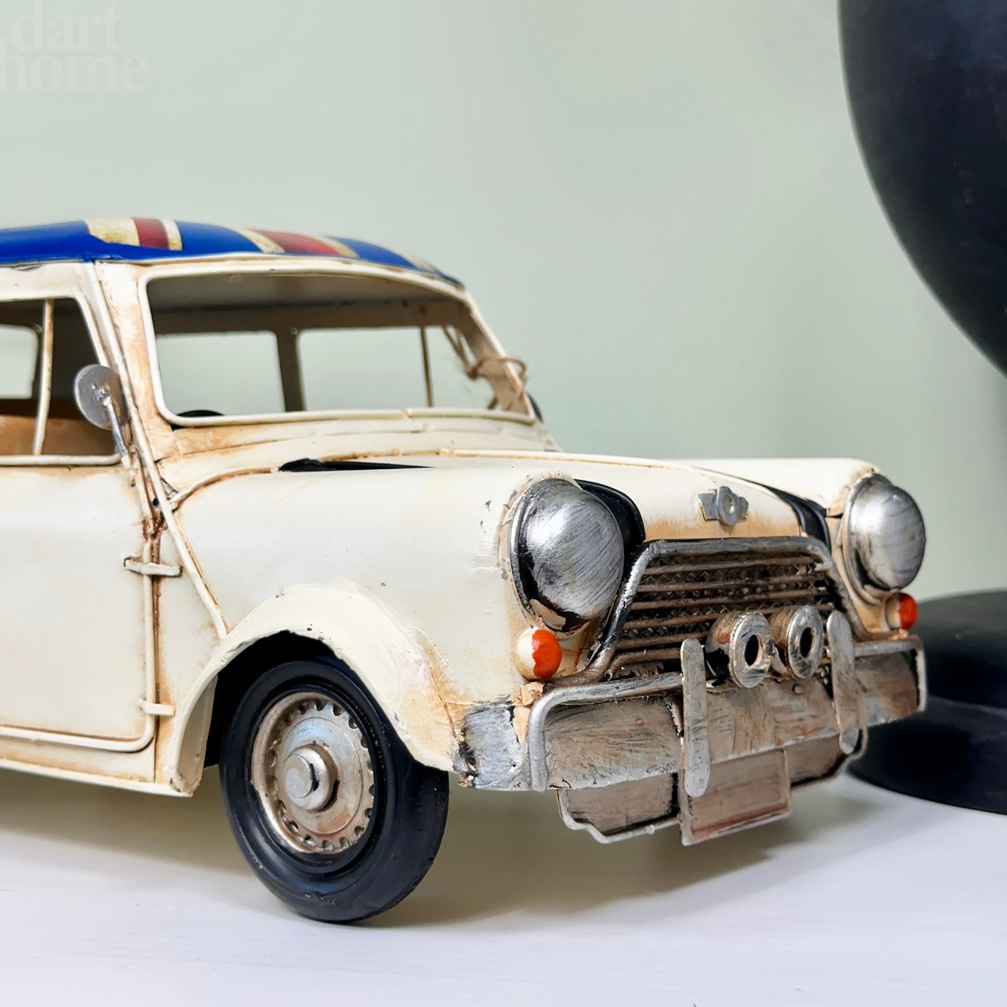 White Union Jack Rally Car Ornament