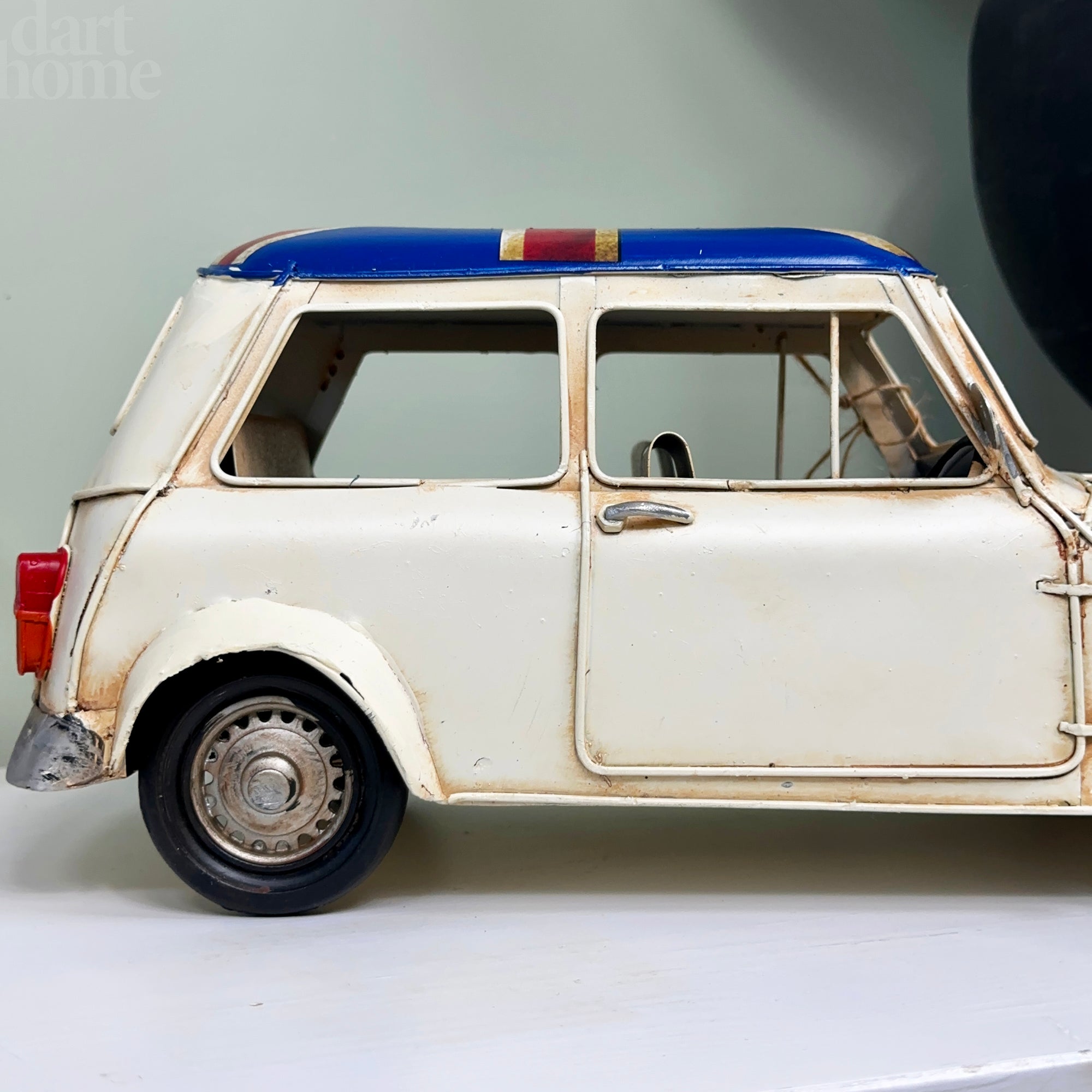 White Union Jack Rally Car Ornament
