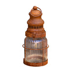 Rusted Ribbed Glass Garden Lantern