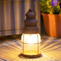 Rusted Ribbed Glass Garden Lantern
