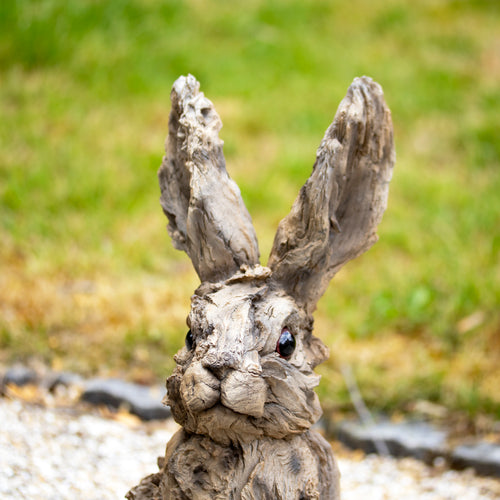 Wood Effect Hare Sculpture