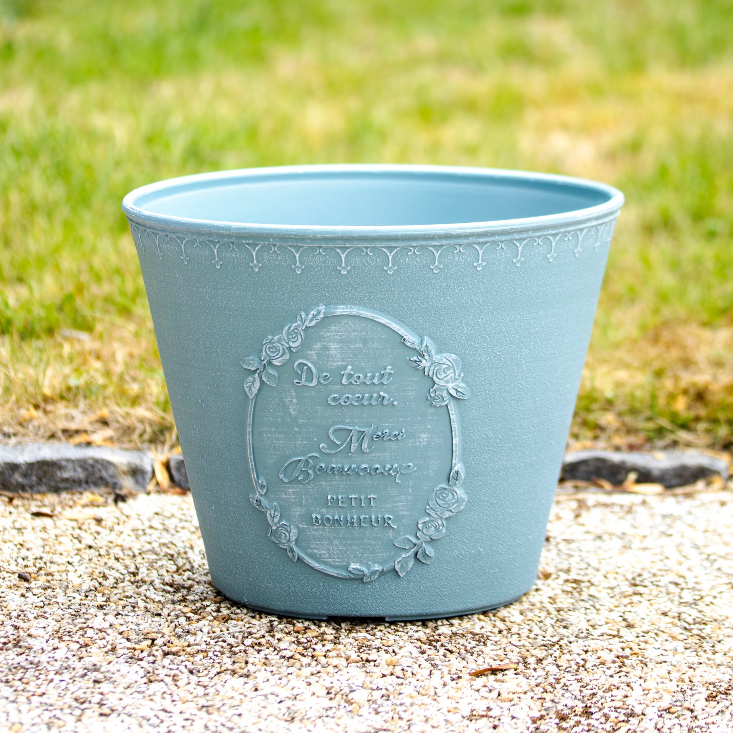 Set Of 2 Blue French Country Round Planters