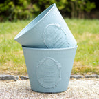 Set Of 2 Blue French Country Round Planters