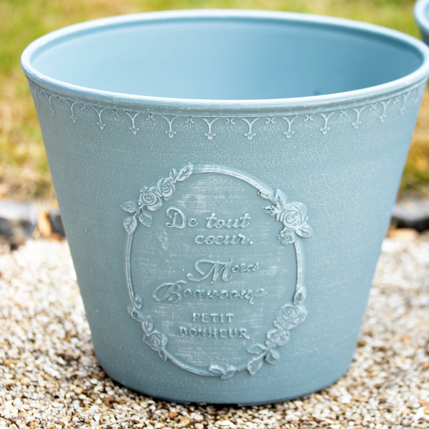 Set Of 2 Blue French Country Round Planters