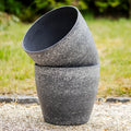 Set Of 2 Charcoal Grey Flecked Round Planters