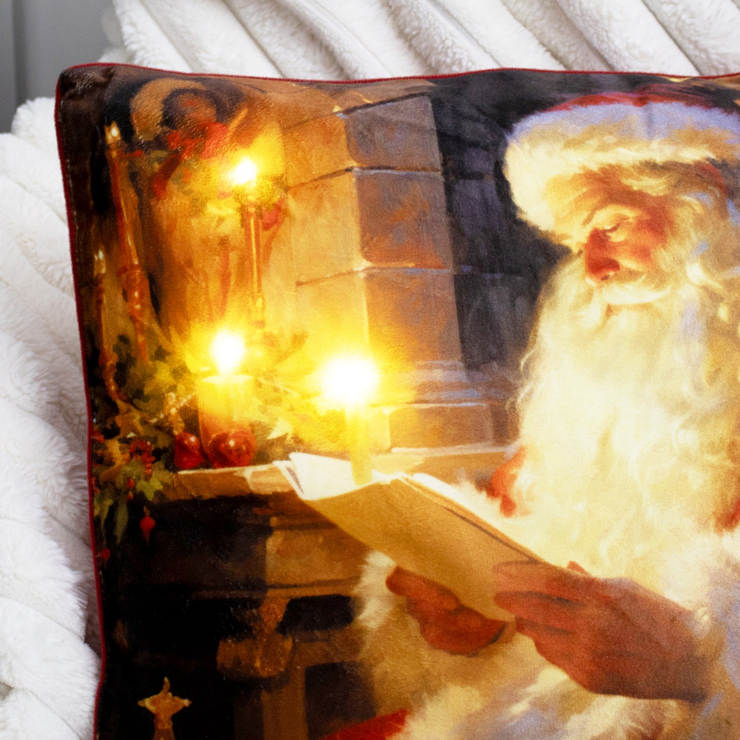 Reading Santa Claus Light Up Cushion B