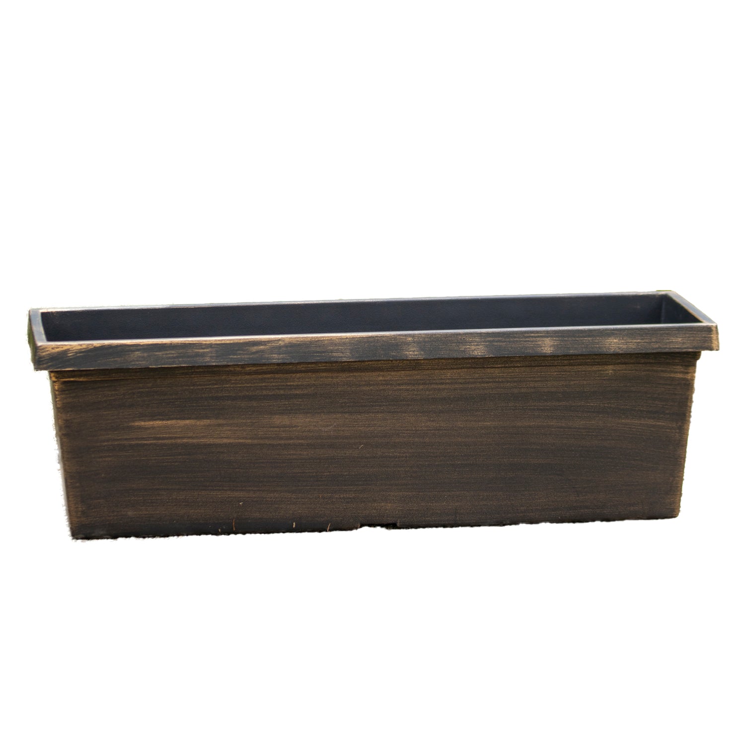 66 cm großer, gebürsteter, schwarzer Blumenkasten