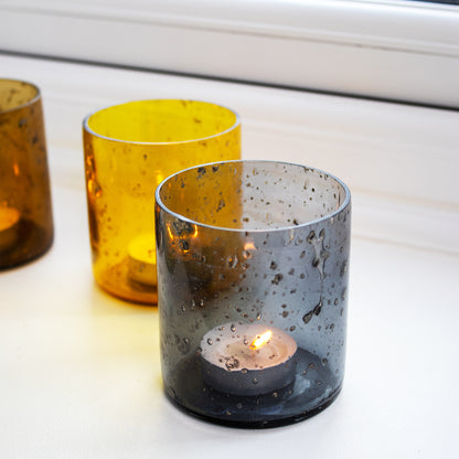 Set Of 4 Warm Speckled Glass Tealight Holders