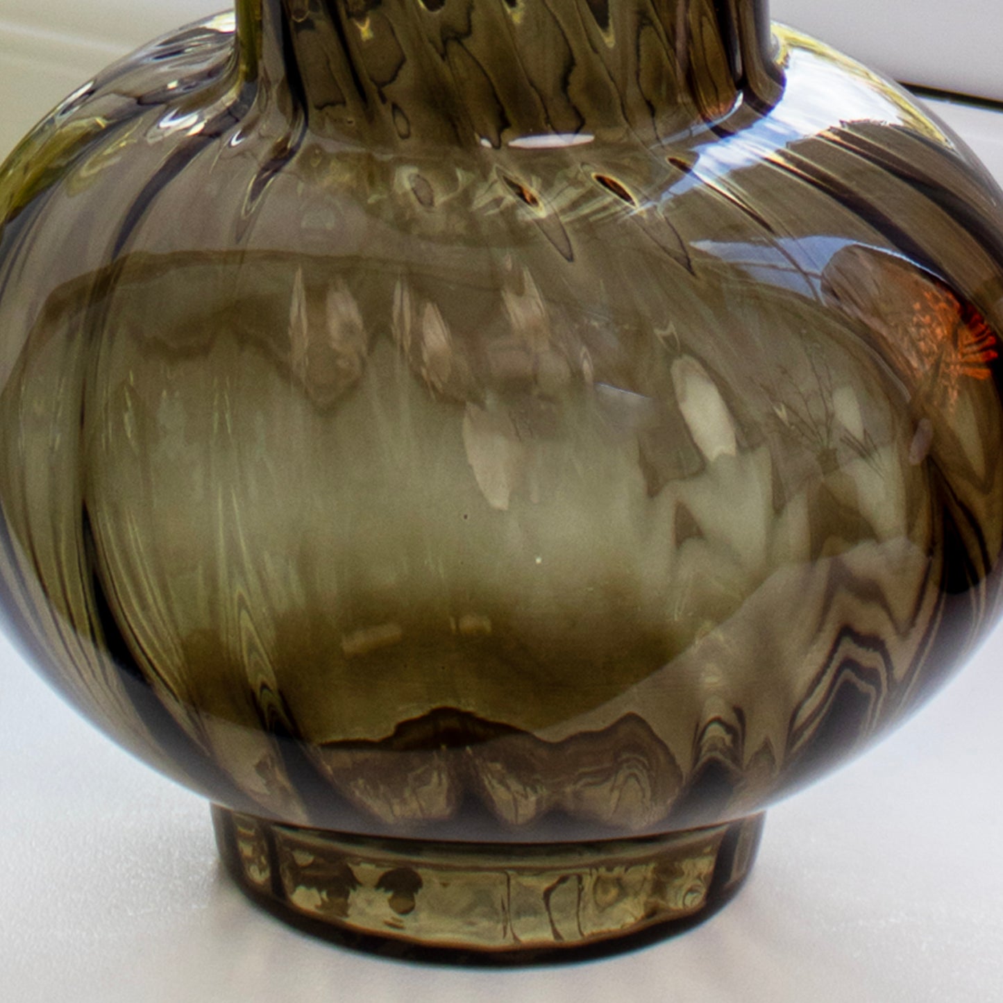 Dark Green Glass Abstract Swirl Vase