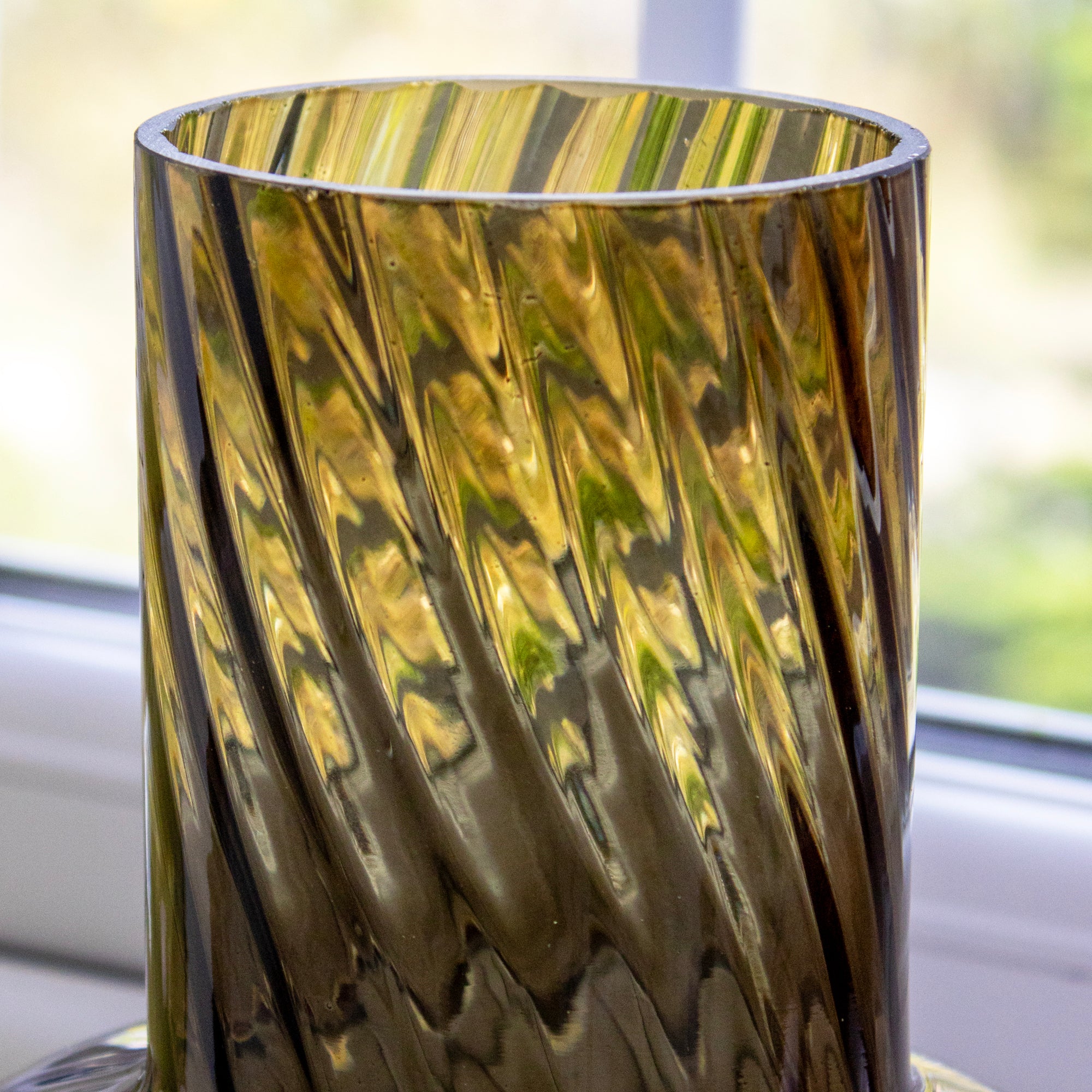 Dark Green Glass Abstract Swirl Vase