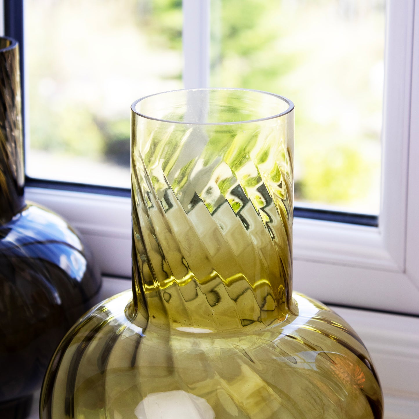 Green Glass Abstract Swirl Vase