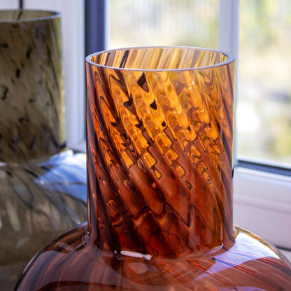 Amber Glass Abstract Swirl Vase