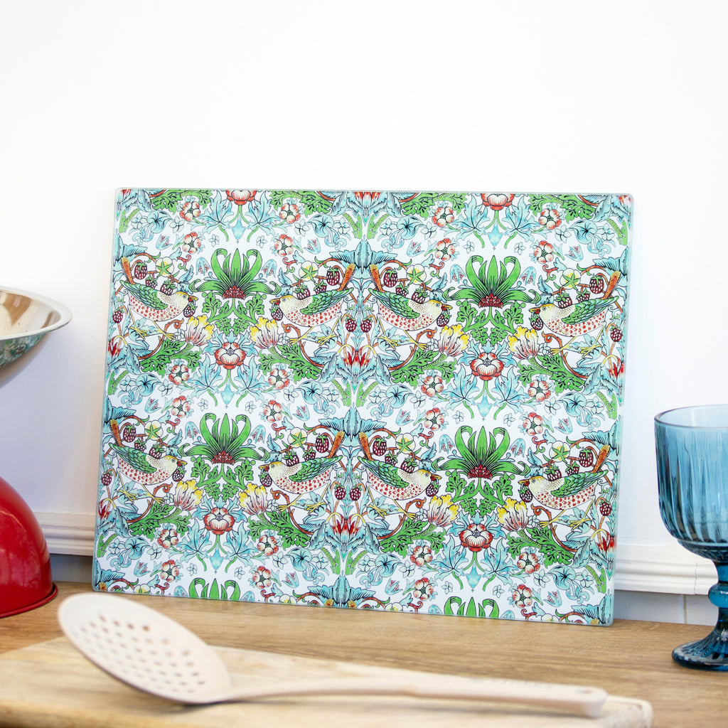 William Morris Strawberry Thief Glass Worktop Saver