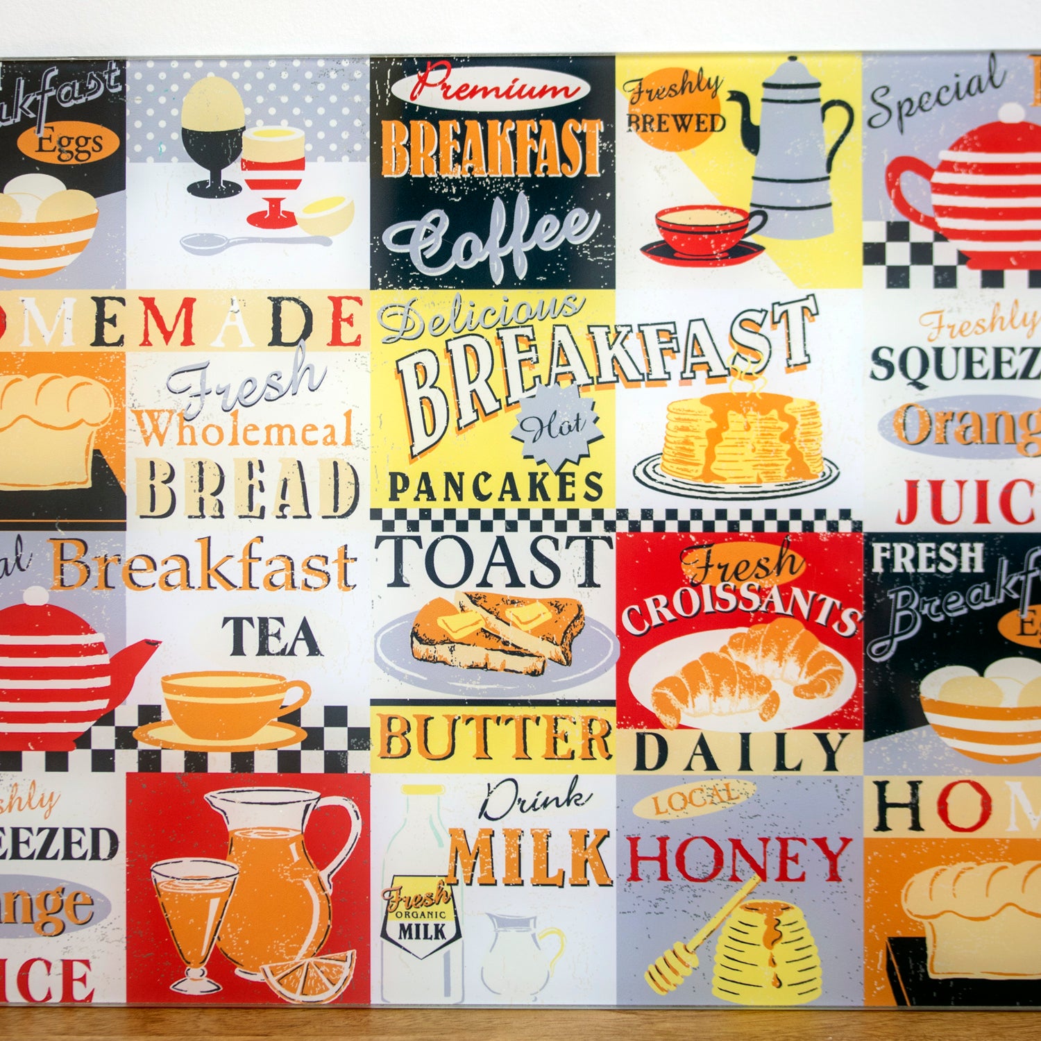 Retro Breakfast Glass Worktop Saver