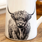 Monochrome Highland Cow Jug Vase