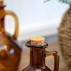 Set of 2 Amber Glass Bottles with Cork Lids