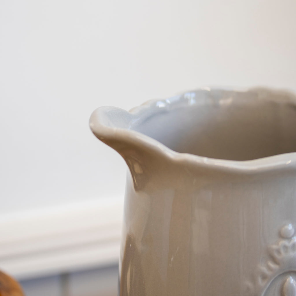 Grey Ceramic Fleur De Lis Jug