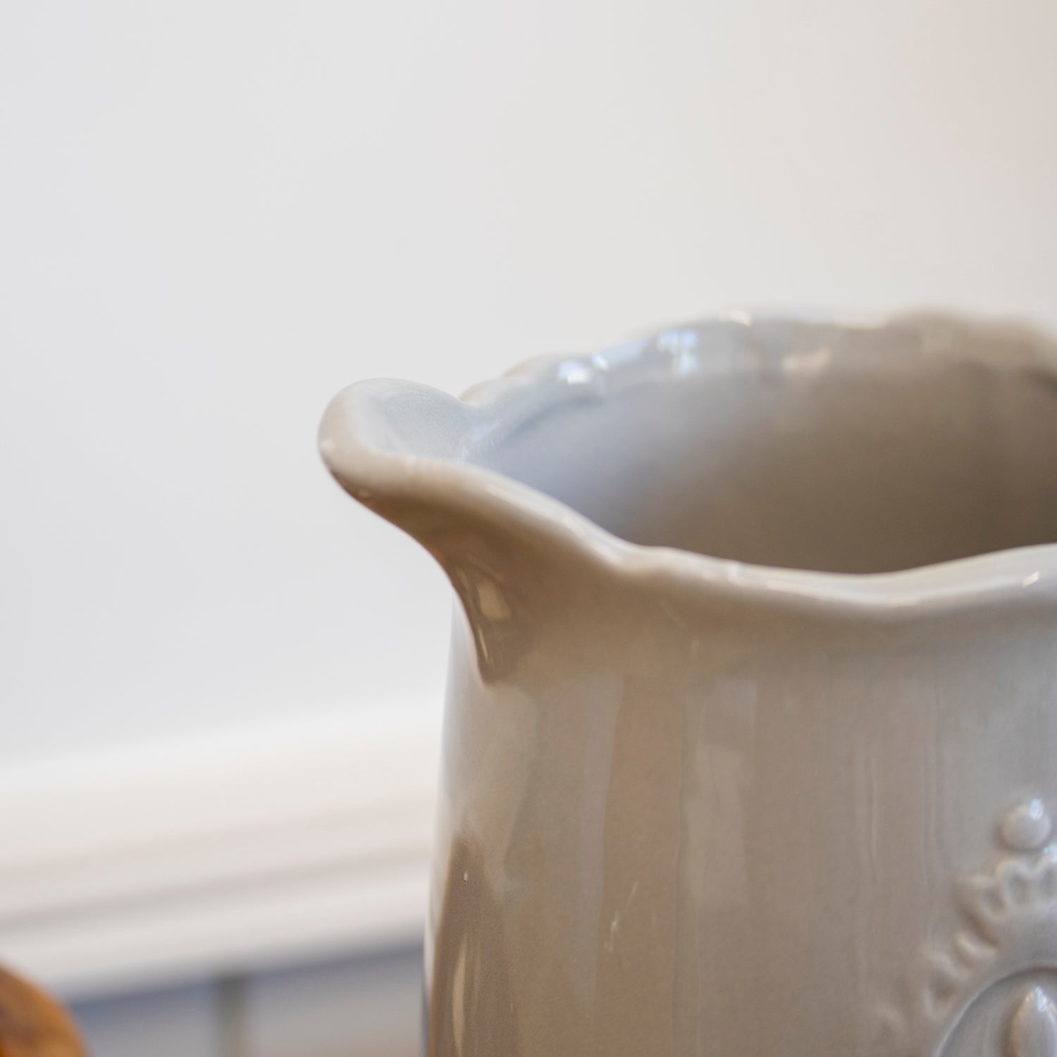 Grey Ceramic Fleur De Lis Jug