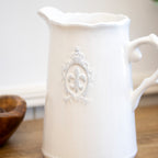 White Ceramic Fleur De Lis Jug