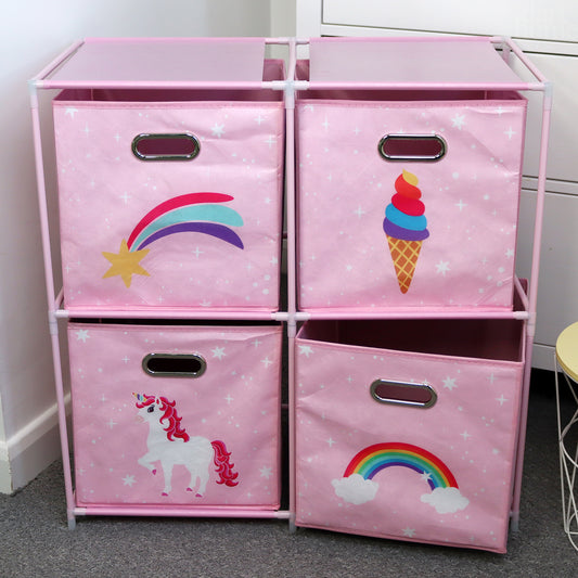 Pink Rainbow Kids 4 Cube Storage Unit