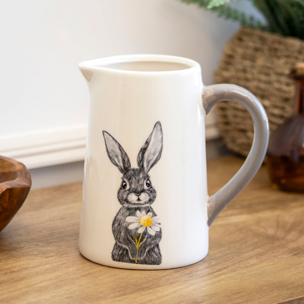 Monochrome Hare Jug Vase