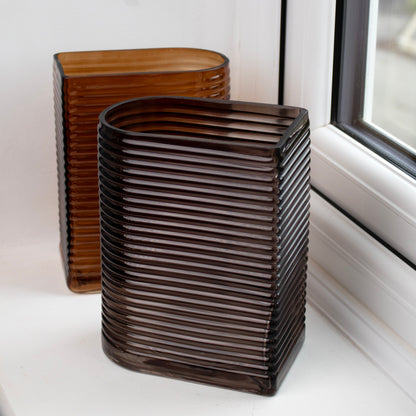 Arch Ribbed Glass Vase