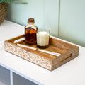 Floral White Wash Mango Wood Serving Tray