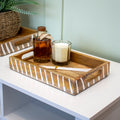 Striped White Wash Mango Wood Serving Tray